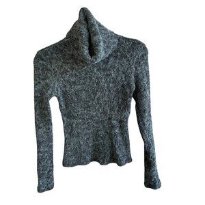 Dance in Paris Fuzzy Eyelash Gray Turtleneck Sweater Size Small